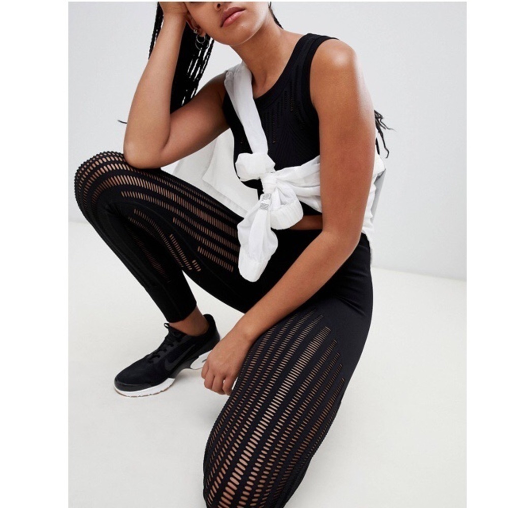 IVY PARK Black High Waisted Cut Away Leggings Size S/M